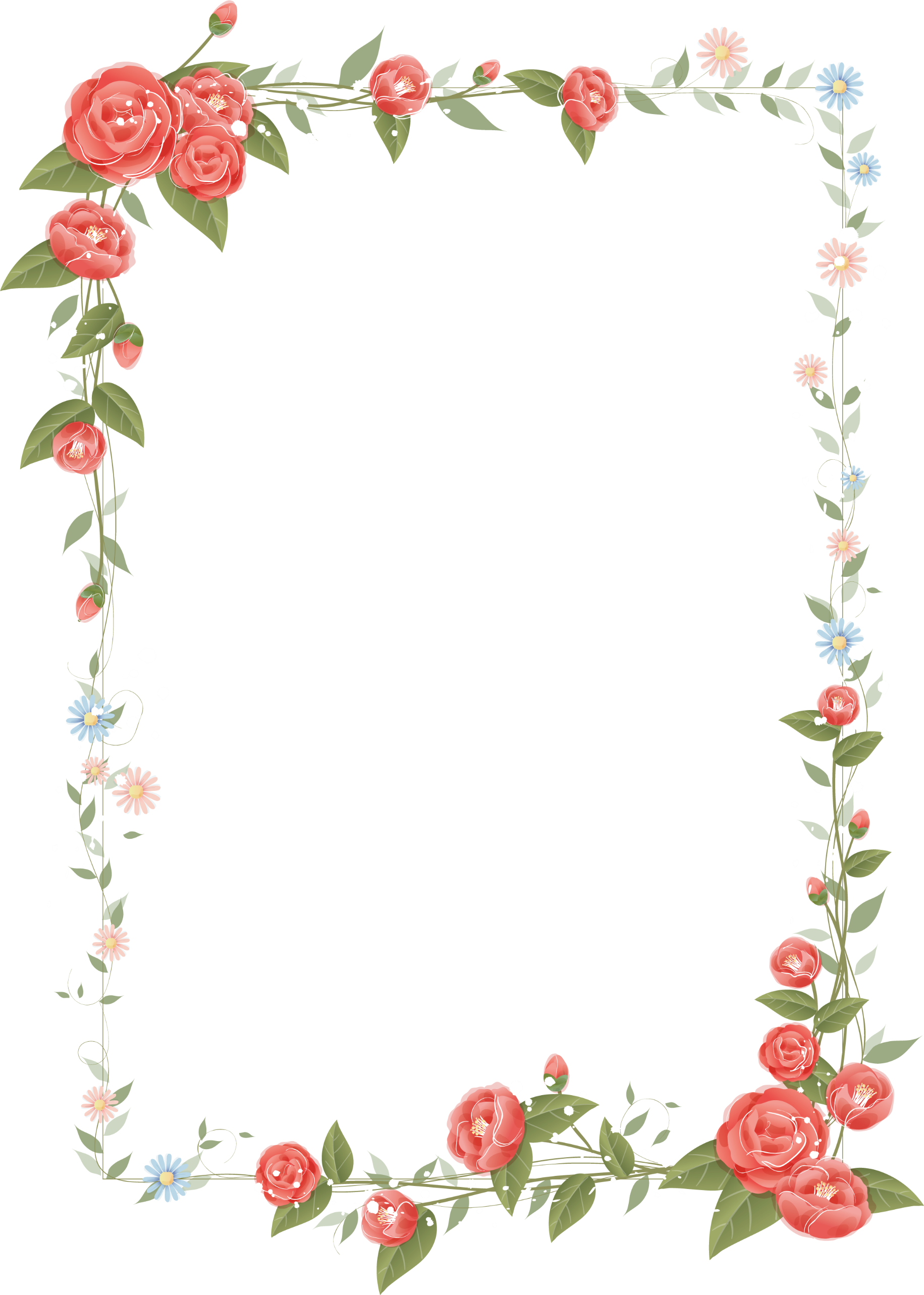 Rose Frame Design Floral Flowers Border Clipart