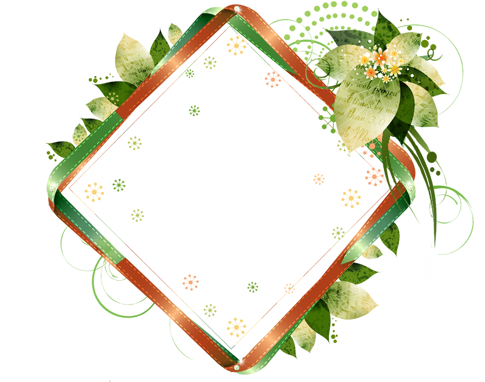 Picture Flower Pattern Frame Diamond Green Clipart