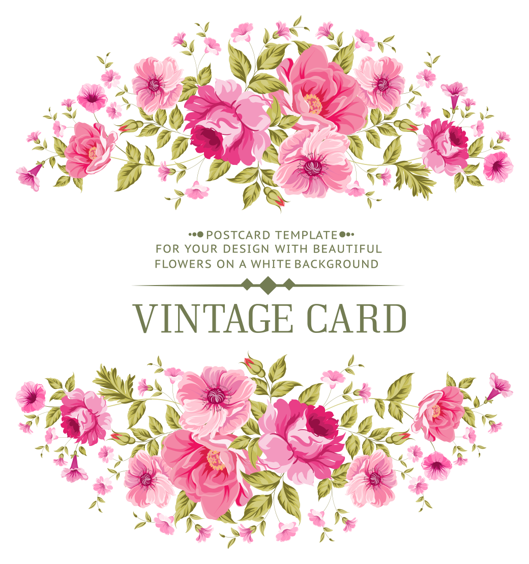 Pink Rose Photography Material Invitations Symmetric Vector Clipart