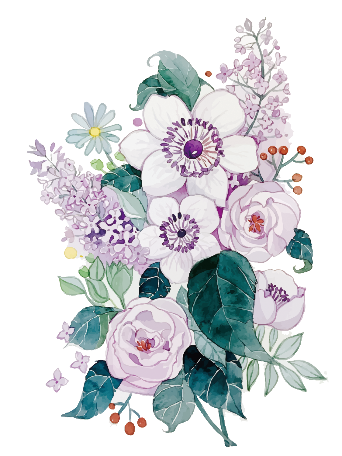 Flower Watercolor Vector Design Floral Painting Clipart