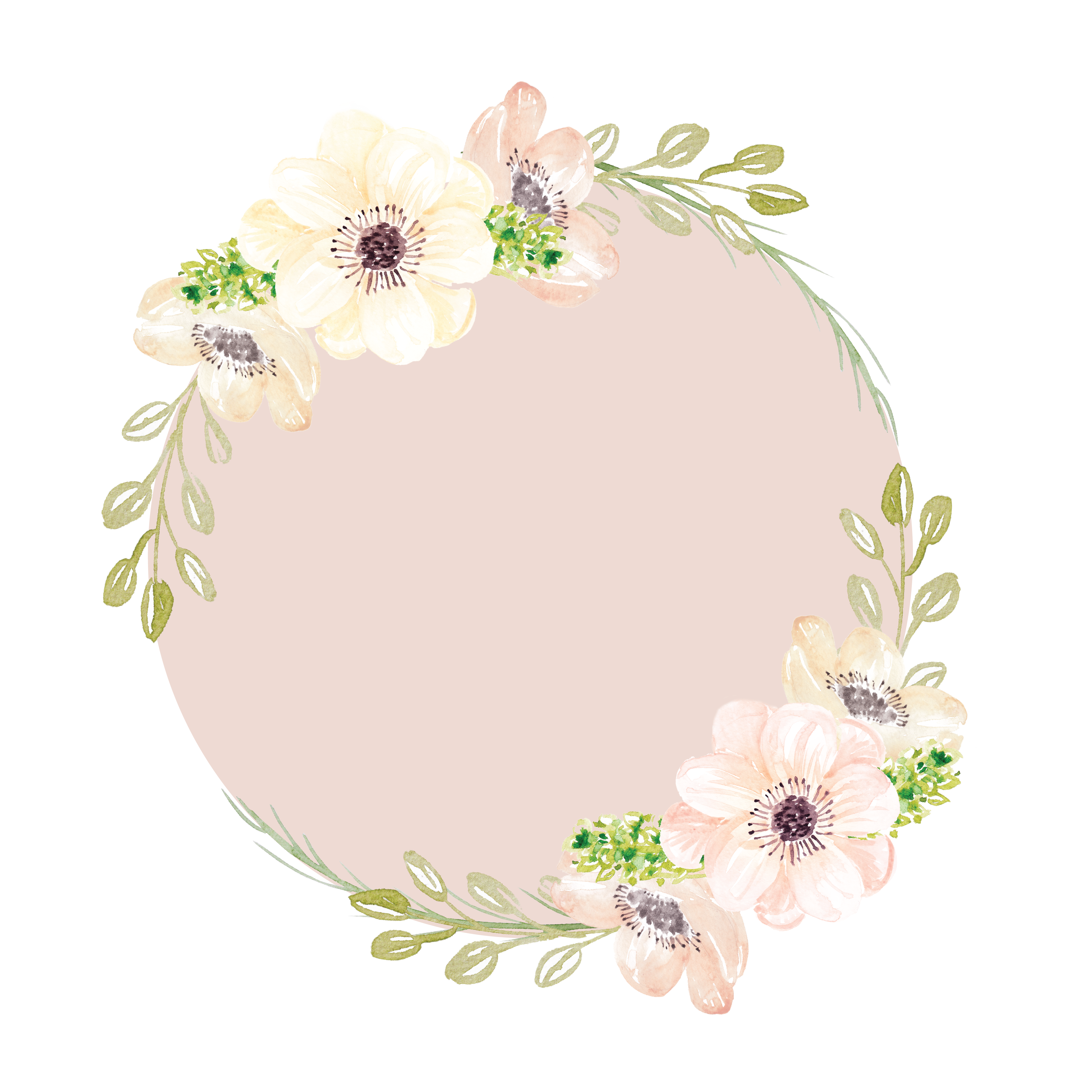 Pink Watercolor Garlands Flowers Painting Hand-Painted Clipart