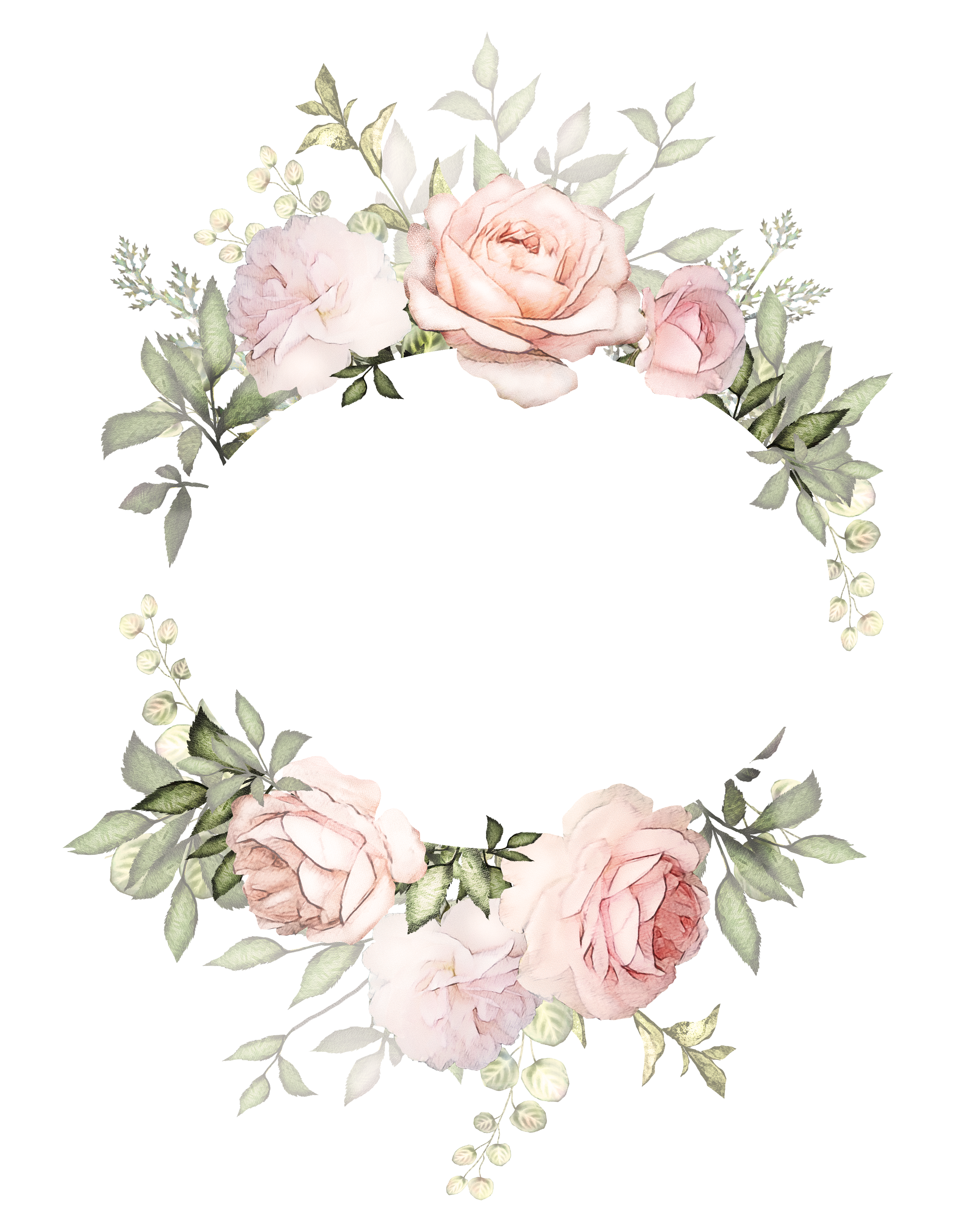 Flower Wreath Illustration Design Invitation Floral Wedding Clipart