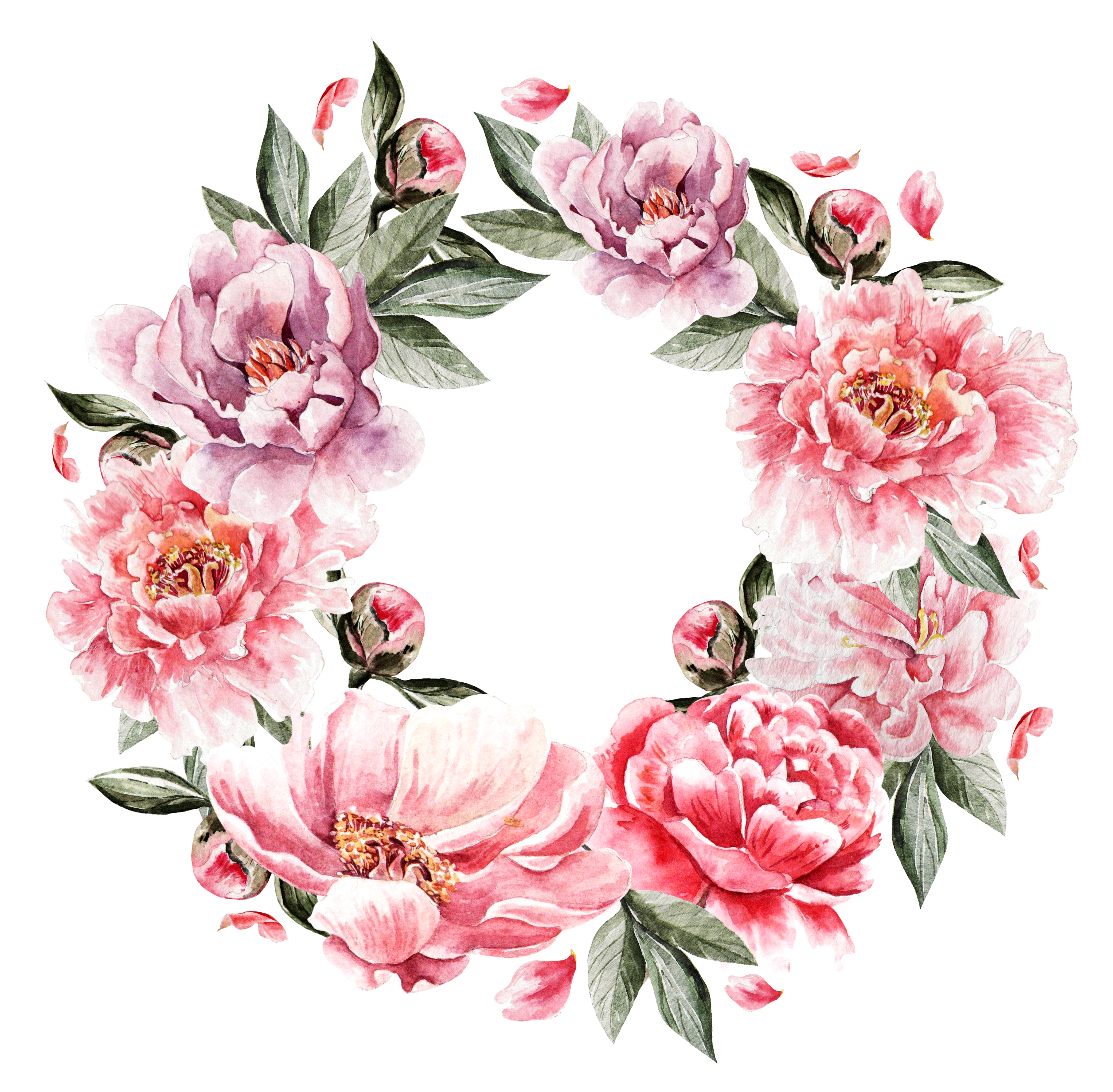 Flower Wreath Cluster Flowers Painting Hand-Painted Clipart