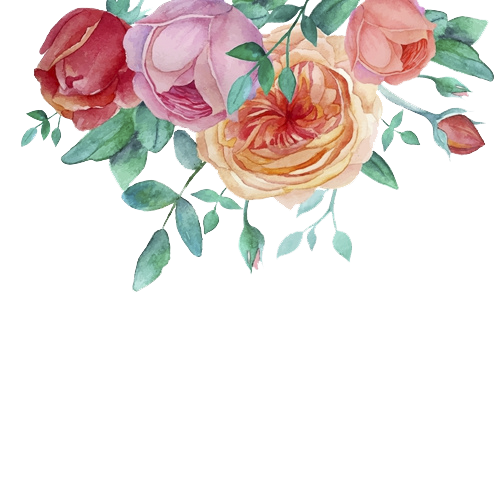Decorative Flower Garden Frame Watercolor Roses Painting Clipart