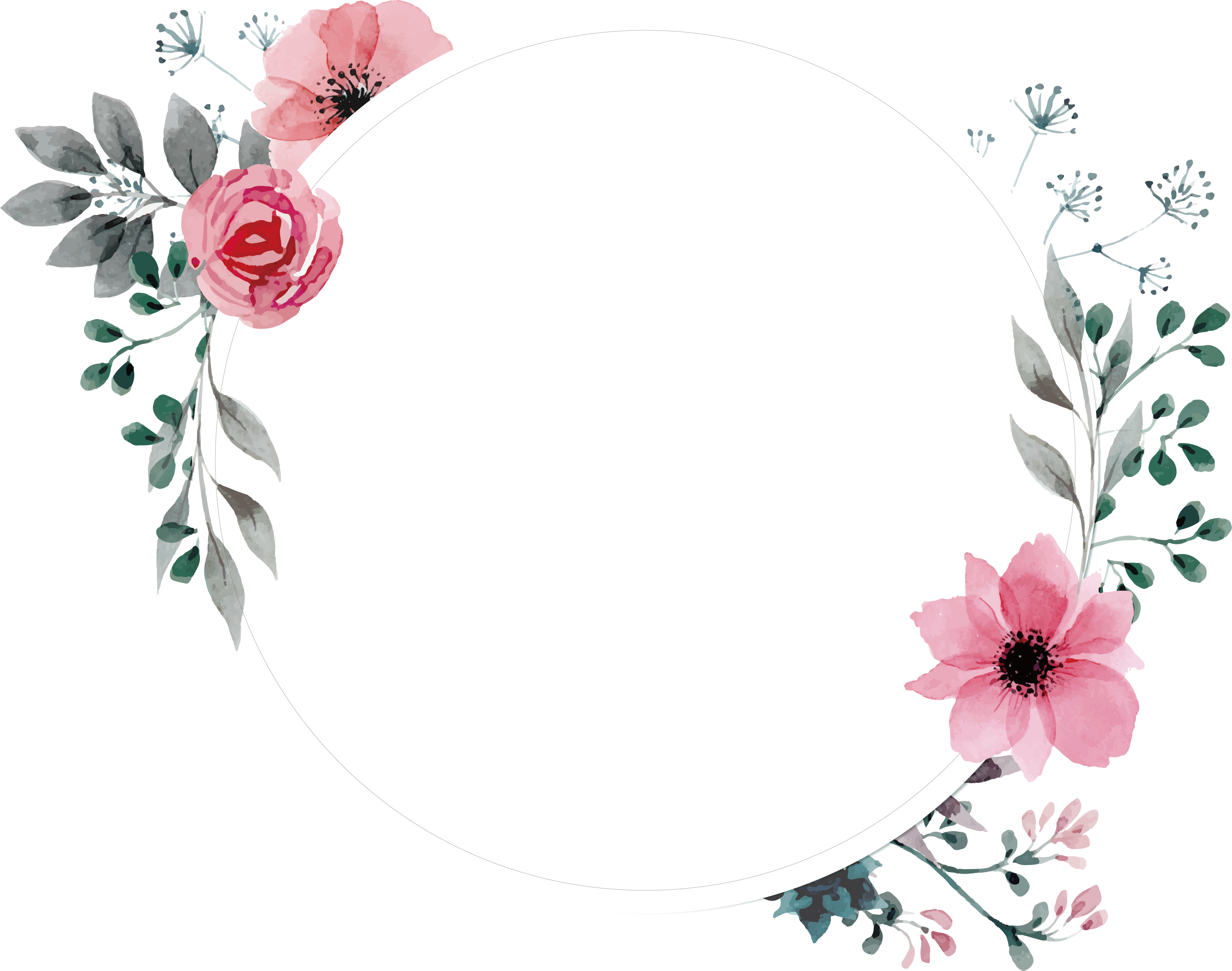 Picture Flower Painted Rose Frame Wallpaper Hand Clipart