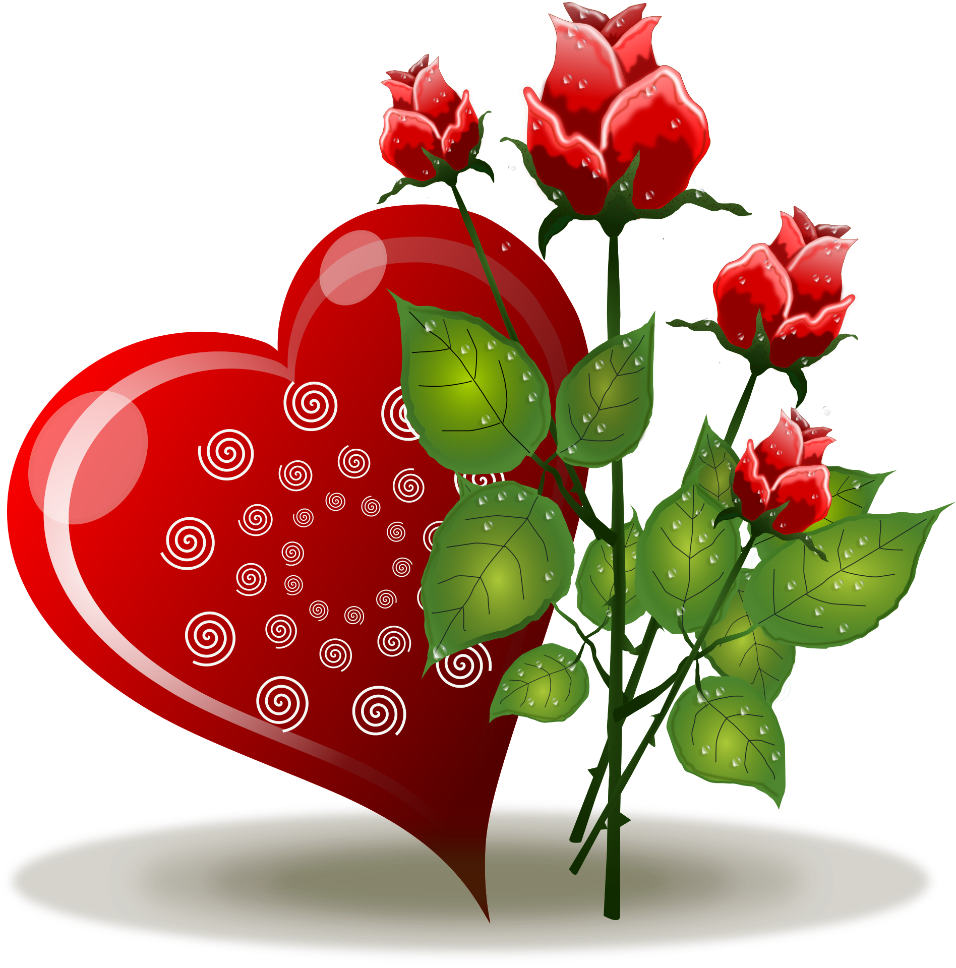 Heart Flower Love Rose Valentines Day Red Clipart