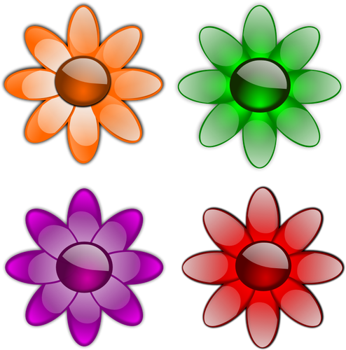 Four Geometrical Flowers Clipart