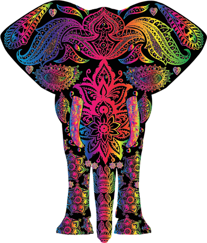 Rainbow Floral Pattern Elephant Clipart
