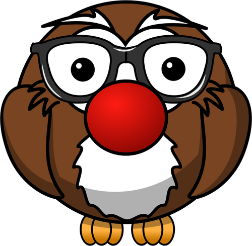 Of Big Brown Owl With Glasses Clipart