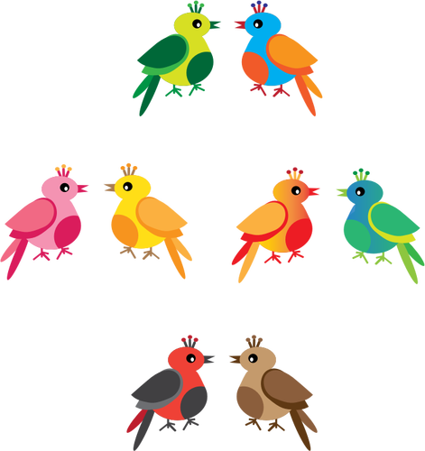Of Colorful Birds Clipart