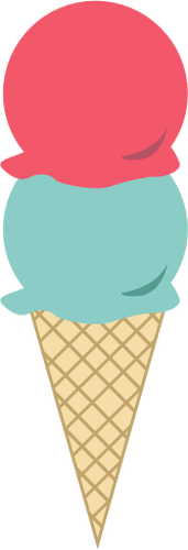 Image Of An Ice-Cream In A Cornet With Two Scoops. Clipart