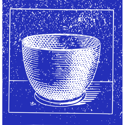 Bowl Sketch Blue Background Clipart