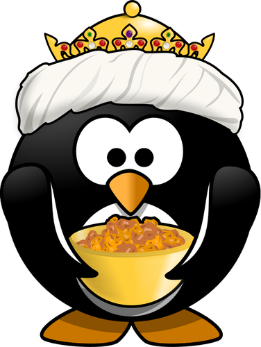 King Tux With Golden Bowl Clipart
