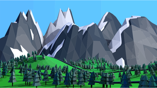 Mountain Scene With Snow Clipart