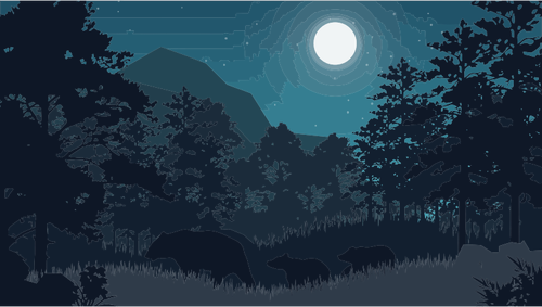 Digital Night Forest Illustration Clipart