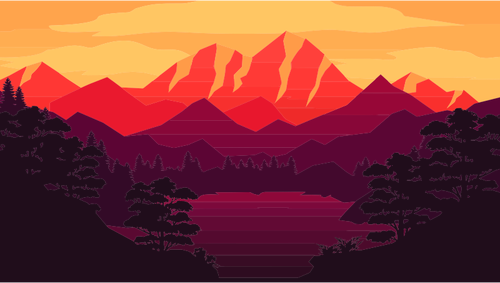 Sunset Over Nature Clipart