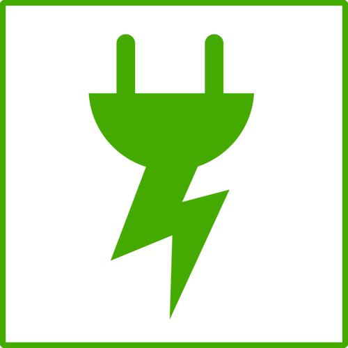 Of Eco Green Electricity Icon With Thin Border Clipart