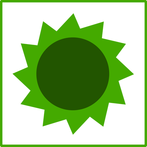 Of Eco Green Sun Icon With Thin Border Clipart