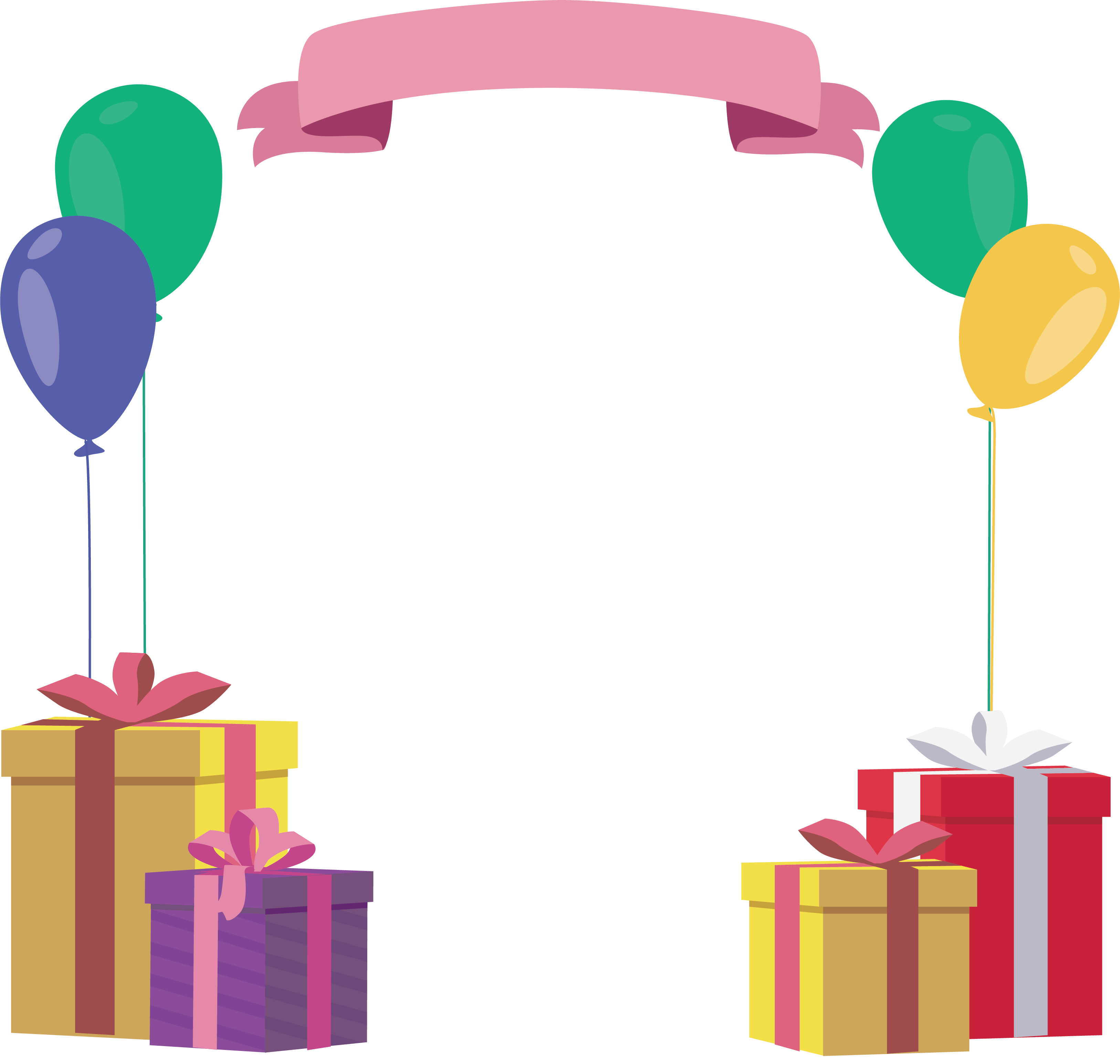 Box Balloon Birthday Frame Gift PNG Free Photo Clipart