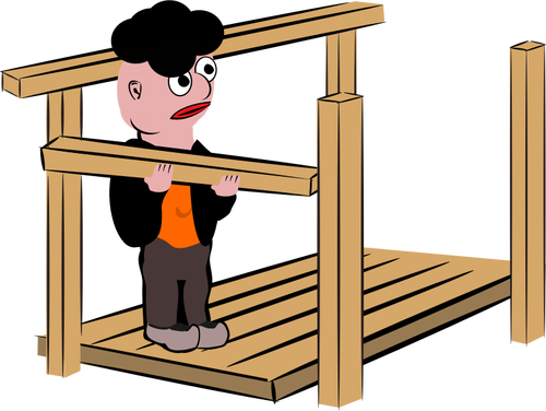 Of Man Building A Timber Frame Clipart