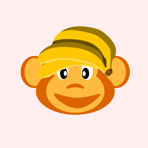 Image Of Happy Monkey With Banana On Its Head Clipart