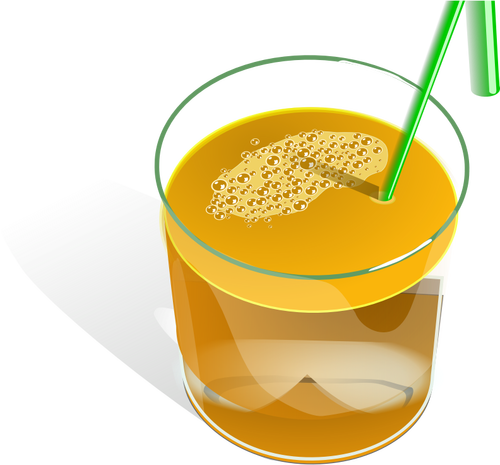 Of Juice In A Glass With Green Straw Clipart