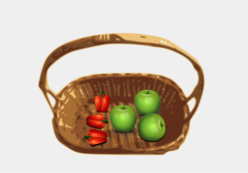 Of Basket With Apples And Peppers Clipart