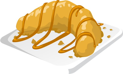 Of Banana Dessert With Caramel Icing Clipart