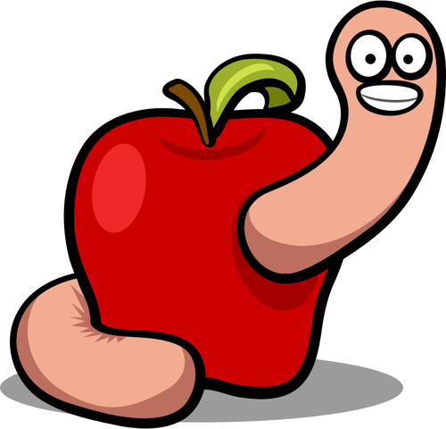 Of Cute Worm In An Apple Clipart