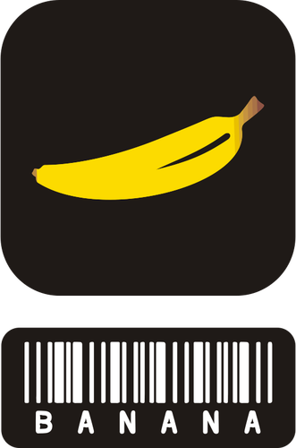 Of Two Piece Sticker For Bananas With Barcode Clipart