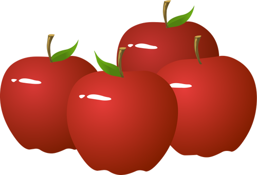 Of Four Shiny Apples Clipart
