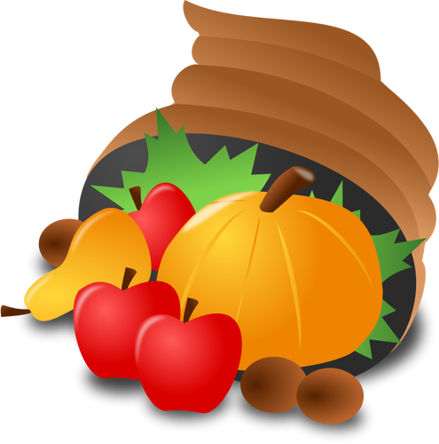 Of Food Basket With A Pumpkin Clipart