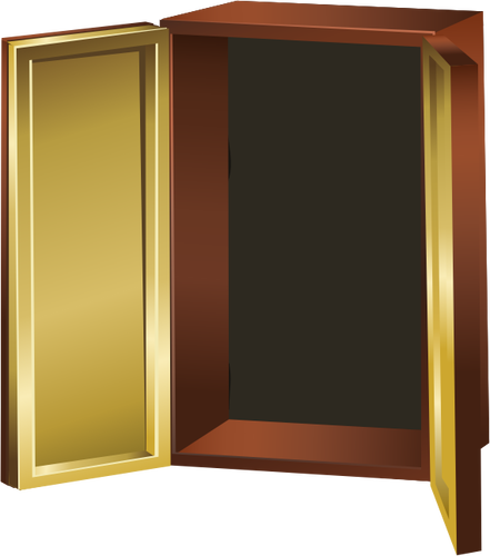 Of Brown Colored Cupboard Open Clipart