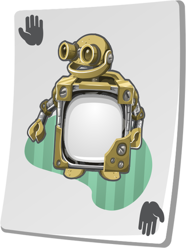 Robotic Tv On A Playing Card Clipart