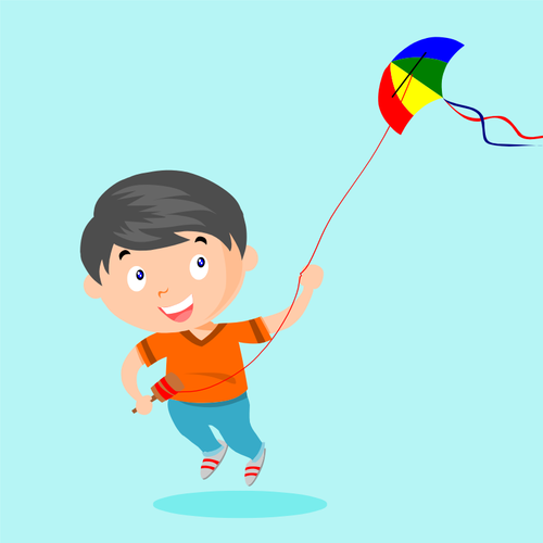Playing Kite Animation Clipart