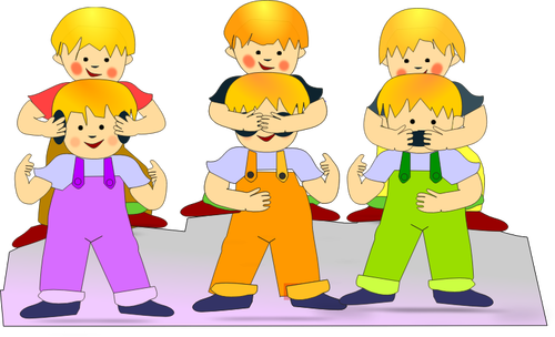 Kids Playing By Hiding Eyes Clipart