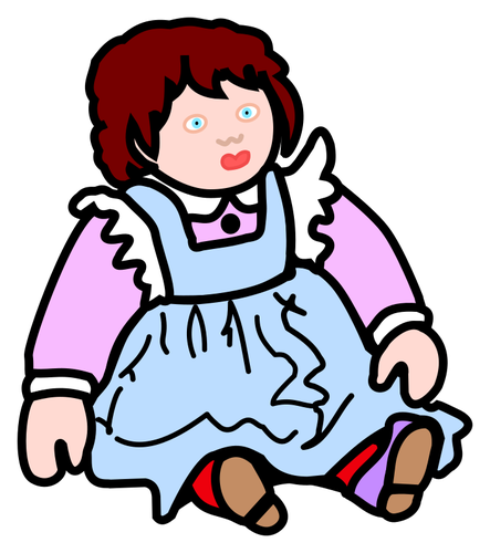 Image Of Coloured Sitting Doll Clipart