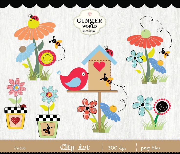 Garden Spring Garden Flower Birdhouse Country Clipart