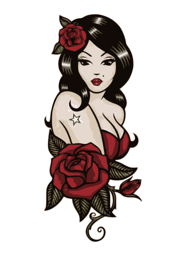 Lady With Roses Clipart