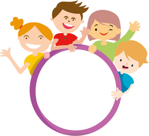 Four Kids And Circle Clipart