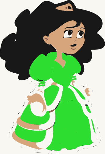 Of Young Princess In Green Dress Clipart