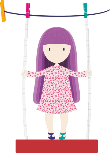Girl Swinging On Clothesline Clipart