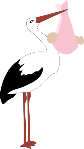 Stork Delivering Baby Girl Clipart