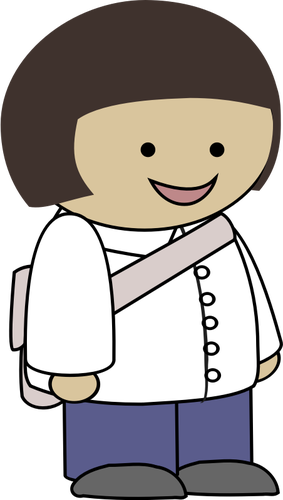 Smiling Girl With Backpack Clipart