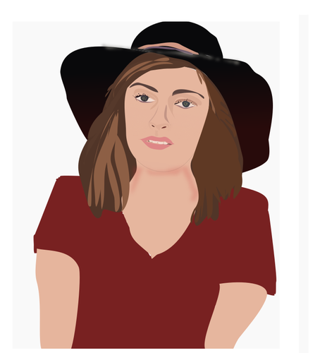 Lady With Hat Portrait Clipart
