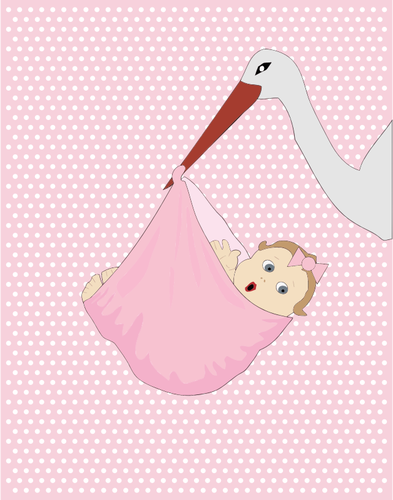 Baby Girl And Stork Clipart