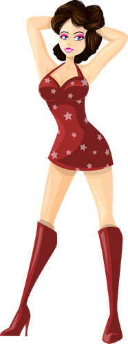 Tall Model In Red Clothes Clipart