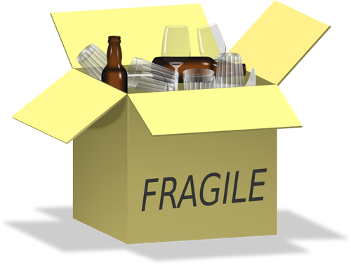 Of Box Full Of Fragile Items Clipart