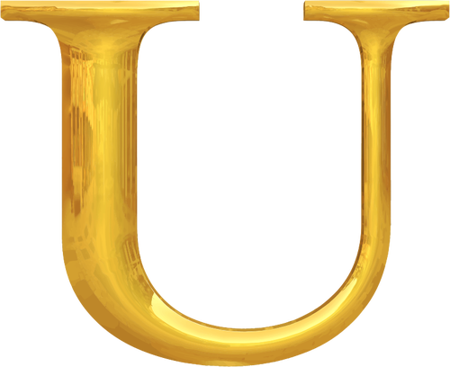 Gold Typography U Clipart