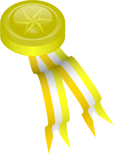 Gold Medal With Striped Ribbons Clipart